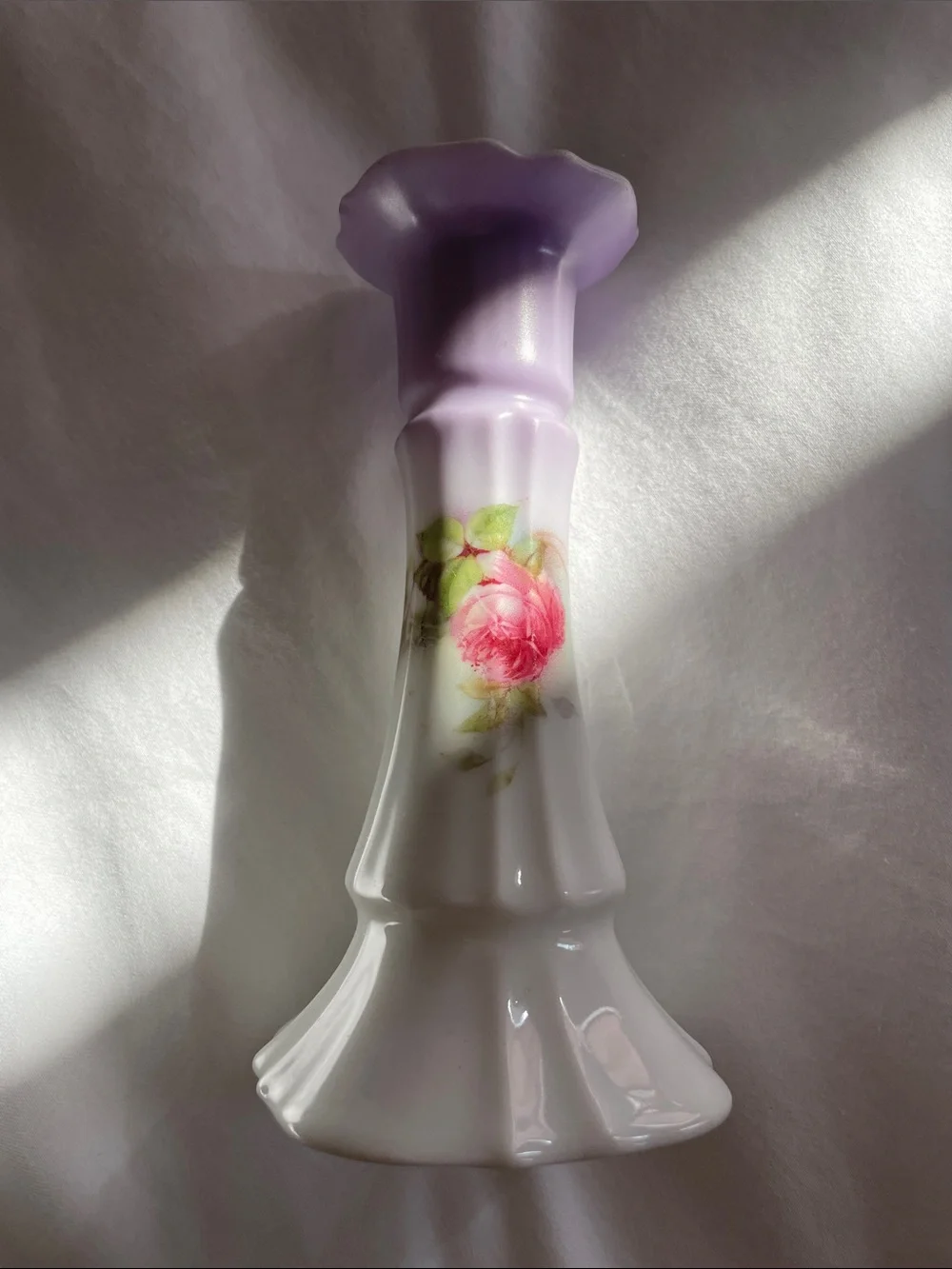 vintage Fenton Art Glass milk glass candlestick